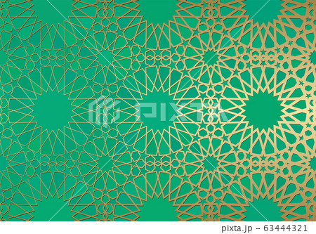 Abstract background with islamic ornament, arabic geometric texture. Golden lined tiled motif. Abstract background with islamic ornament, arabic geometric texture. Golden lined tiled motif. 63444321