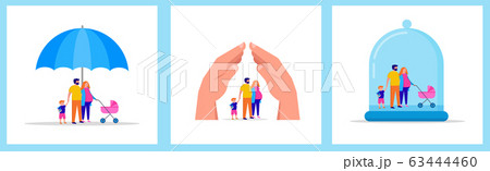 Stay at home, protect your family. Quarantine area concept, vector illustration 63444460