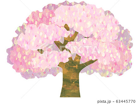 大きな桜の木のイラストのイラスト素材
