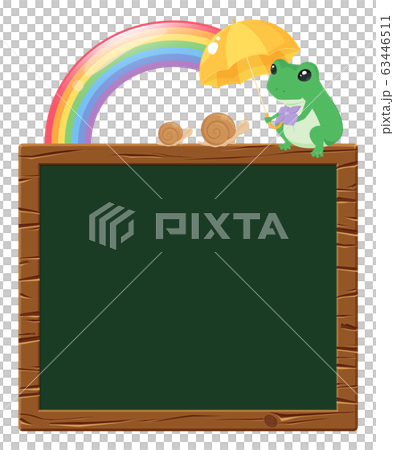 Tree frame illustration _ rainy season _ blackboard Tree frame illustration _ rainy season _ blackboard 63446511