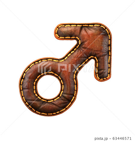 Symbol male made of leather. 3D render font with skin texture isolated on white background. Symbol male made of leather. 3D render font with skin texture isolated on white background. 63446571