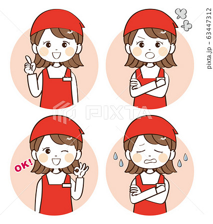 女性 店員 アイコン まとめのイラスト素材