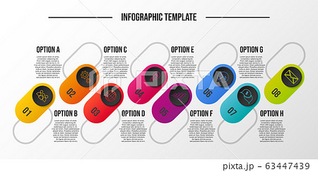 Colorful infograph with business symbols. Vector 63447439