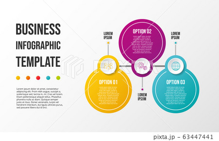 Colorful infograph with business symbols. Vector 63447441