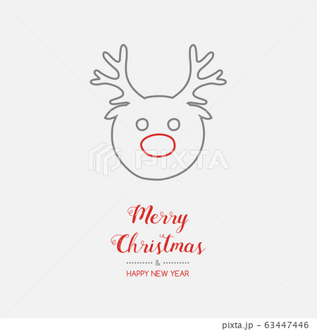Christmas card with hand drawn reindeer 63447446