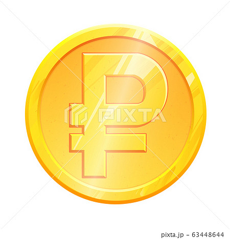 RUB Golden ruble coin symbol on white background. Finance investment concept. Exchange Russian currency Money banking illustration. Business income earnings. Financial sign stock vector 63448644