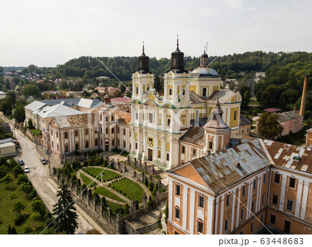 Aerial view from drone to Jesuits Monastery in Kremenets 63448683