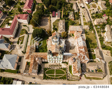 Aerial view from drone to Jesuits Monastery and Kremenets city 63448684