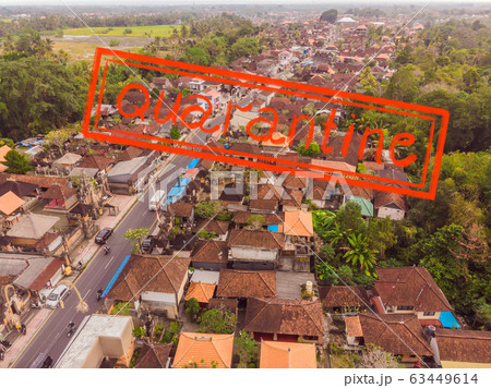 Quarantine due to coronavirus epidemic covid19 Many villas with brown-orange shingle roofs between Quarantine due to coronavirus epidemic covid19 Many villas with brown-orange shingle roofs between 63449614