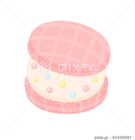 ピンク チェック マカロン トゥンカロン 甘い お菓子 カットイラスト素材のイラスト素材
