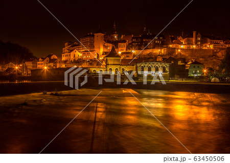 Night historical town Loket 63450506