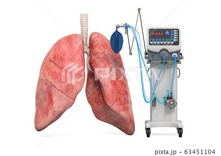 Medical ventilator with lungs, 3D rendering 63451104