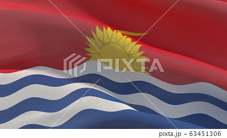 Waving flags of the world - flag of Kiribati. 3D illustration. 63451306