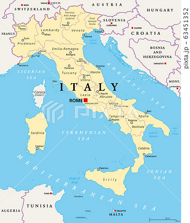 Italy Political Map Administrative Divisions のイラスト素材