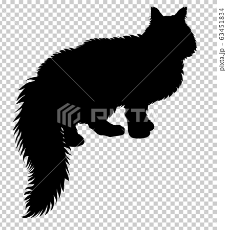 猫シルエット フォレストキャット メインクーン ラグドール ペルシャ サイベリアン ヒゲなし8のイラスト素材