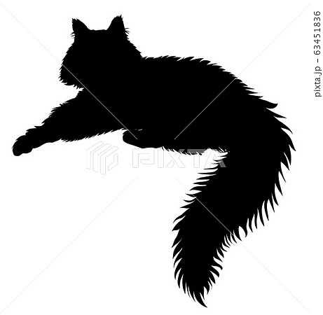 猫シルエット フォレストキャット メインクーン ラグドール ペルシャ サイベリアン ヒゲなし3のイラスト素材