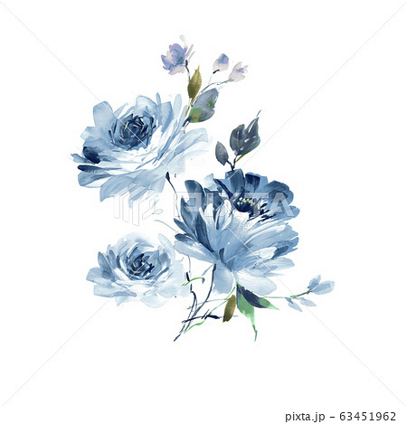 透明水彩 水彩画 花 63451962