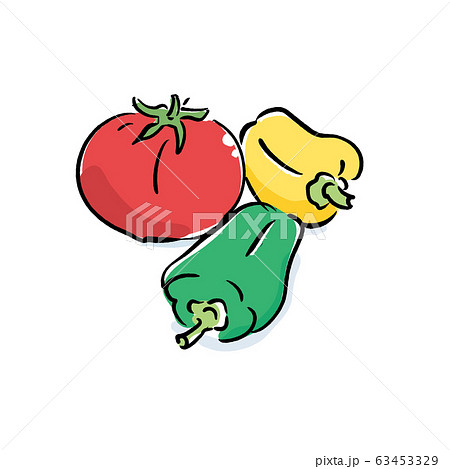 トマト パプリカ ピーマン イラスト 野菜のイラスト素材