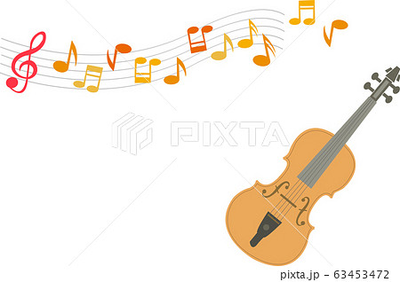 バイオリンと音符のイラスト素材