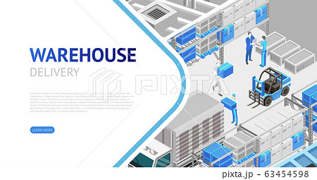 Warehouse delivery isometric design 63454598