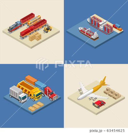 Illustrations of various freight transport 63454625