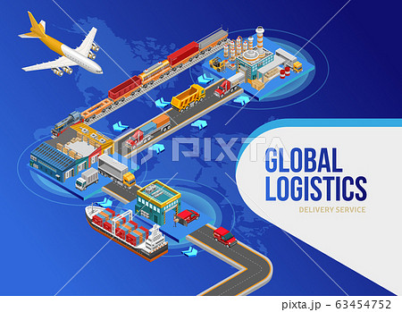 Plane near scheme of global logistics 63454752
