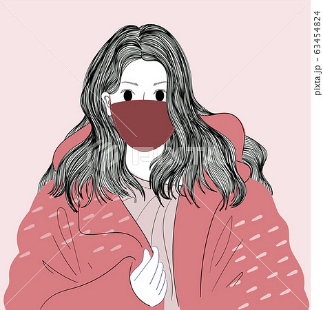 Women wearing masks to prevent germs and dust.Doodle art concept,illustration painting 63454824