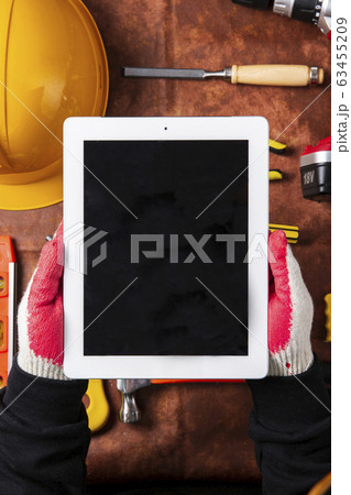 Hand work tools or construction tools top view 031 Hand work tools or construction tools top view 031 63455209