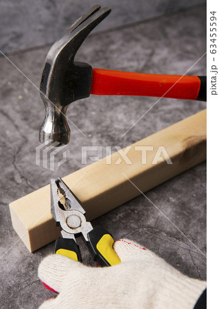 Hand work tools or construction tools top view 107 Hand work tools or construction tools top view 107 63455594