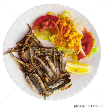 Anchovies with vegetable garnish Anchovies with vegetable garnish 63456323