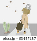 Woman shopping outdoors in a shop on the street.Doodle art concept,illustration painting 63457137