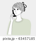 Woman talking on the phone with a friend.Doodle art concept,illustration painting 63457185