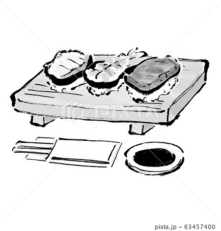 白黒 モノクロ 単色 イラスト素材 鮪 盛り合わせ まぐろ 食べ物 和食 料理 寿司 握り のイラスト素材 63457400 Pixta