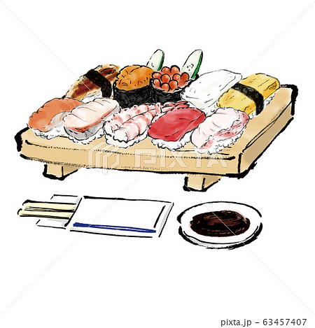 イラスト素材 盛合わせ 盛り合わせ 食べ物 和食 料理 寿司 握り すし 鮨 寿し お寿司 のイラスト素材