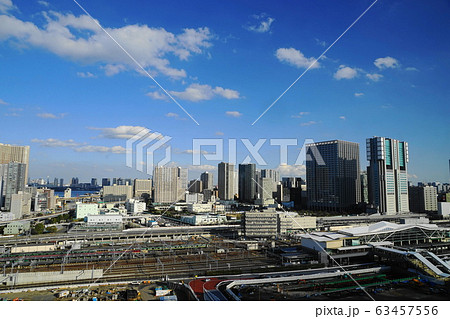3月 港区213高輪ゲートウェイ駅と品川高層ビル街・遠景 3月 港区213高輪ゲートウェイ駅と品川高層ビル街・遠景 63457556
