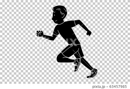 モノクロ人物素材 男性 トレーニング 走るのイラスト素材