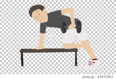 Person material: men, training, dumbbell training 63457991