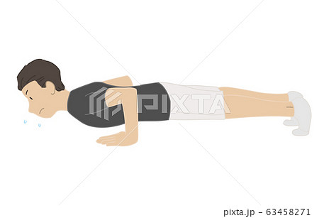 人物素材 男性 トレーニング 腕立て伏せのイラスト素材