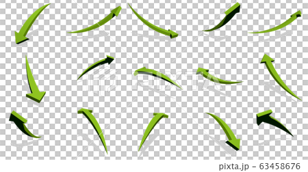 Vector illustration, a curved arrow with a movement that illuminates from the right diagonally above, transparent background 63458676