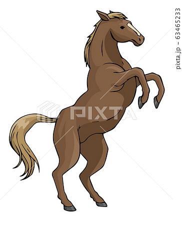 跳ね馬のカラーイラスト 茶色の馬のイラスト素材