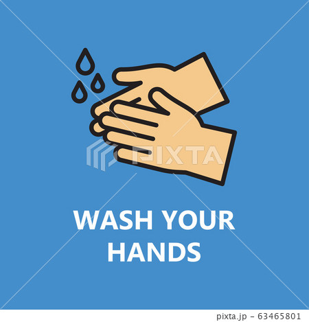 Washing hands, icon with water drops. Vector Washing hands, icon with water drops. Vector 63465801