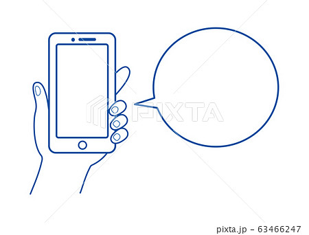 スマホを持つ手 線画のイラスト素材