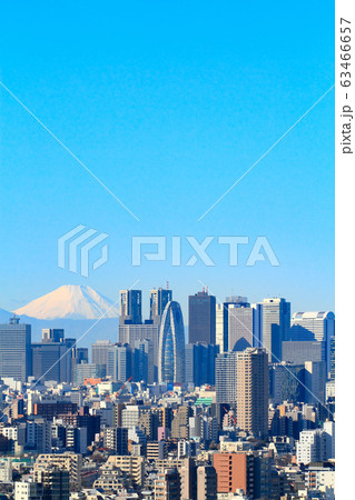 東京都 都市風景 富士山と新宿のビル街 東京都 都市風景 富士山と新宿のビル街 63466657