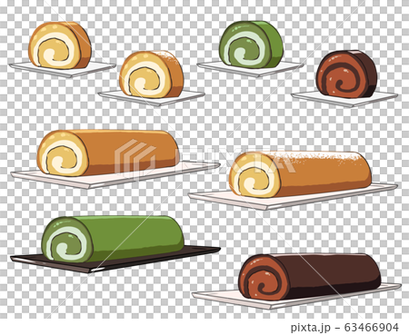 ロールケーキ 皿載せ のイラスト素材