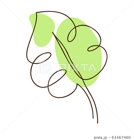 Vector Monstera leaf line art with green background. Contour drawing. Minimalism art. Modern decor Vector Monstera leaf line art with green background. Contour drawing. Minimalism art. Modern decor 63467460