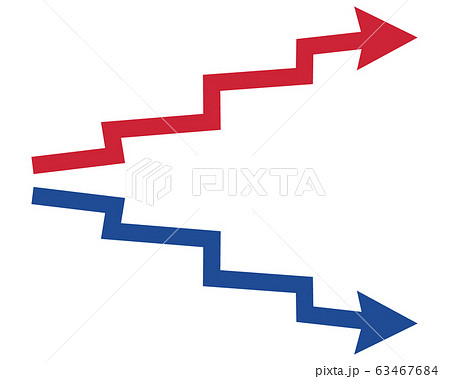 矢印 アイコン 矢 線 アップ グラフ 下 ダウンのイラスト素材