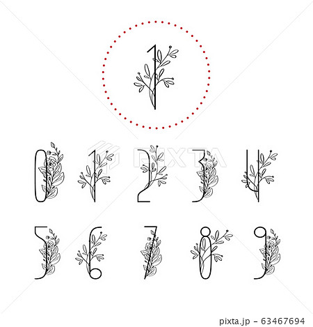 Vector illustration of spring floral numbers with branch of tree. set of beautiful numbers for wedding invitations and birthday cards Vector illustration of spring floral numbers with branch of tree. set of beautiful numbers for wedding invitations and birthday cards 63467694