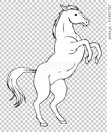 跳ね馬の線画イラスト、午 63467767