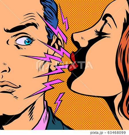 a woman sneezes at a man a woman sneezes at a man 63468099