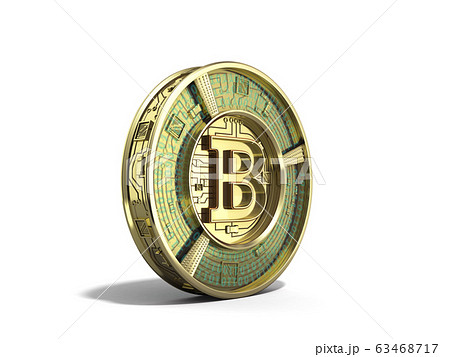 golden bitcoin 3d render on white background 63468717
